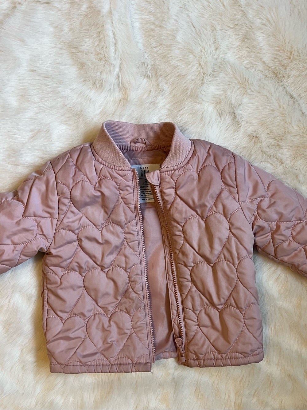GAP Quilted Heart Bomber Jacket - Rose Pink